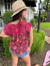 Load image into Gallery viewer, Colorful Embroidered Aztec Print Top-Sale - Wildfire and Lace
