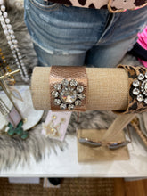 Load image into Gallery viewer, Copper Leather Wristband Bracelet - Wildfire and Lace
